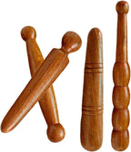LALAFINA 4pcs Wood Foot Massage Stick Travel Manual Acupressure Pen Thai Reflexology Tools for Face Neck Back Waist Massager Trigger Points