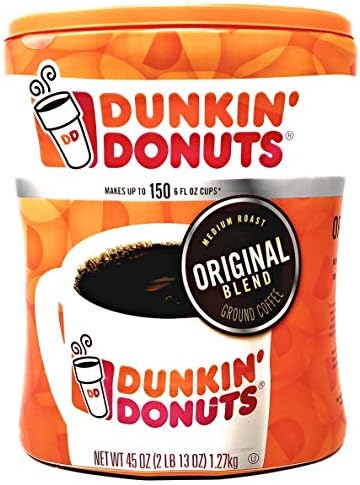 Dunkin Donuts Original Blend Ground Coffee - 90 oz Total - 45 oz Per Canister - Pack of 2 Canisters of Dunkin Donuts Ground Coffee - 100% Arabica Coffee - Medium Roast Coffee