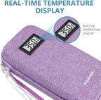suzamed Insulin Cooler Travel Case,EVA Insulation Travel Medicine Kit with Temperature Display for Diabetes Care,Insulin Pen and Other Diabetic Supplies (Purple-Temp)