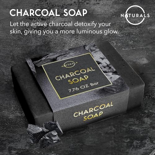 O Naturals Activated Charcoal Soap Bar for Men and Women - Detoxifying, Moisturizing, and Vegan - 4 oz