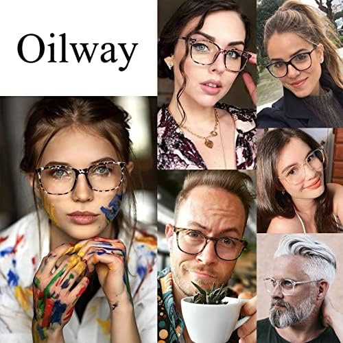 Oilway Blue-Light Blocking Glasses Computer Reading/Gaming/TV/Phones Glasses Fashion Anti Eyestrain Glasses for Women Men（C6 Black + Gradientgreen）