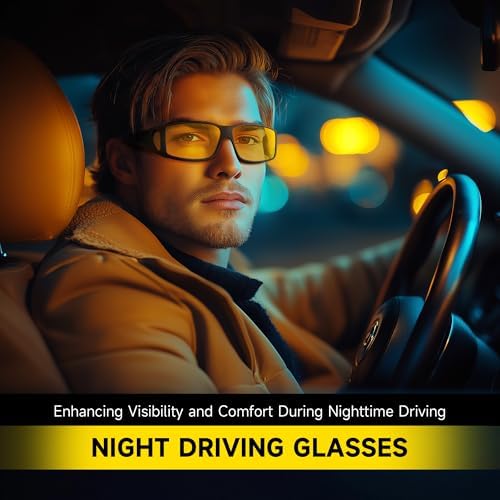 Night Vision Glasses for Men, Drive Bright Anti-glare Polarized Night Driving Glasses for Women Men, Gray Gray Lens