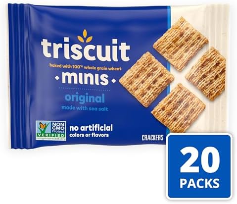 Triscuit Minis Original Whole Grain Wheat Crackers, Vegan Crackers, Bulk Lunch Snacks, 20 Snack Packs