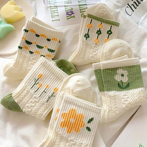 2/3/5/10 Pairs Womens Ankle Socks Cute Casual Breathable Cable Knit Floral Vintage Crew Socks
