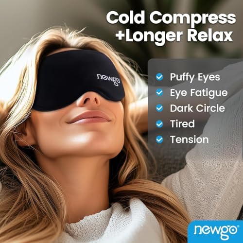 NEWGO 3D Cooling Sleep Mask, Weighted Cooling Gel Eye Mask for Sleeping, Cold Eye Mask, Hot Cold Therapy Blackout Sleep Mask for Puffiness, Dark Circles, Dry Eyes, Headaches and Stress Relief
