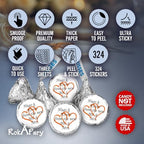 324 Hugs and Kisses from The New Mr. & Mrs. with Interlocking Hearts Wedding Stickers, Chocolate Drops Labels for Bridal Shower Engagement Party Decorations, Kiss Favors Decor. Made in USA (Orange)