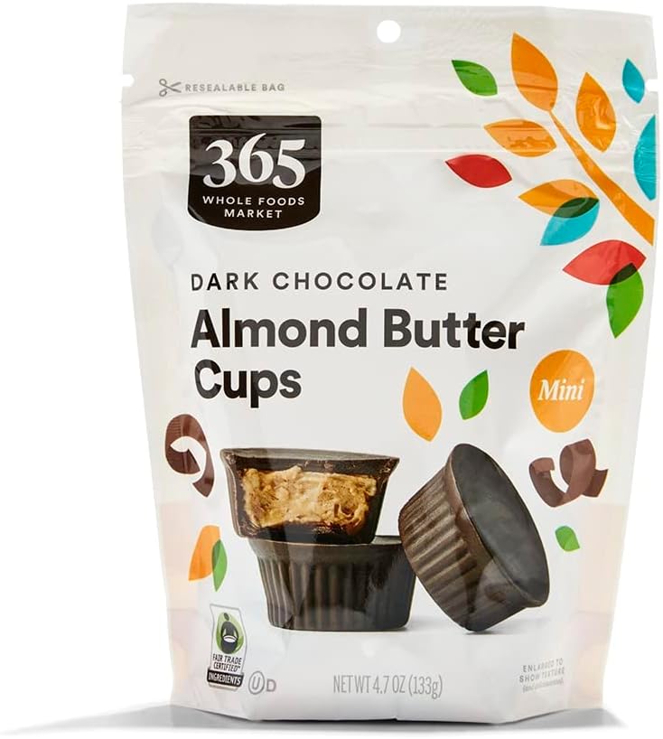 365 by Whole Foods Market, Mini Dark Chocolate Almond Butter Cups, 4.7 Ounce