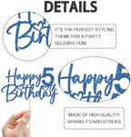 WeBenison Happy 5th Birthday Cake Topper Children's 5th Birthday Cake Topper Boy or Girl Five Years Old Birthday Party Decorations Blue Glitter