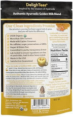 DelighTeas Organic Golden Milk Powder with Turmeric, Ginger, Ceylon Cinnamon | Ayurvedic Spices for Golden Turmeric Latte | Unsweetened, Vegan, Non-GMO, Keto | 120 Servings, 5 oz.