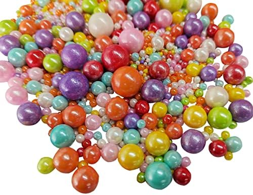 Edible Multicolor Sugar Pearls Candy Sprinkles 120G/ 4.23Ounce Baking Cake Sprinkles Cupcake and Cake Topper Cookie Decorations Wedding Party Valentines Halloween Christmas Supplies