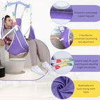 EZ Assistive Universal Full Body Patient Lift Sling with Commode Opening for Elderly & Disabled, Safe Working Load 500 lbs, Large Purple