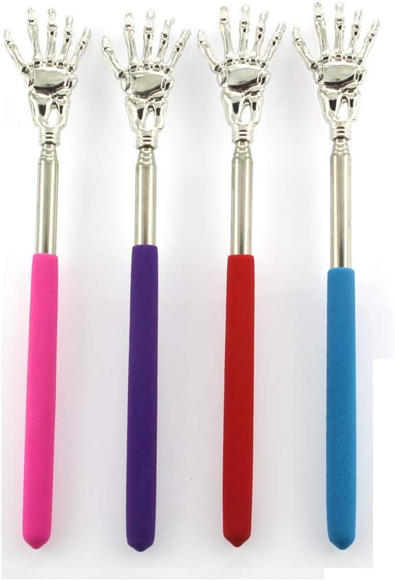 4 Pieces Skull Palm Telescopic Back Scratcher Hand Massager backslap with Rubber Handles(Random Color) (4 Pcs)