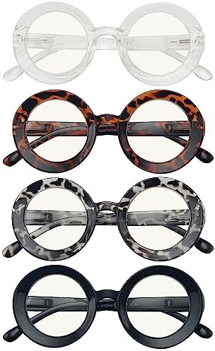 Eyekepper 4-Pack Progressive Multifocus Reading Glasses Blue Light Blocking Round Women No Line Multifocal Readers