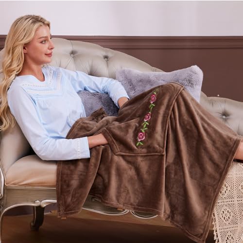 Keyocean Lap Blanket with Pocket, Lightweight Warm Cover for Elderly in Nursing Home, Hospital, on Wheelchair, Steeple Taupe