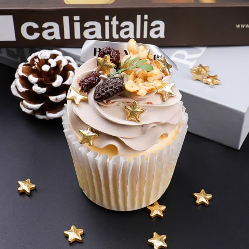 Gold Star Sprinkles, Edible Candy Stars for Cake Decorating, Cupcakes, Cookies & Desserts, 4.6oz Shiny Metallic Gold Sprinkles for Christmas, Graduation, Birthday, Holiday Baking