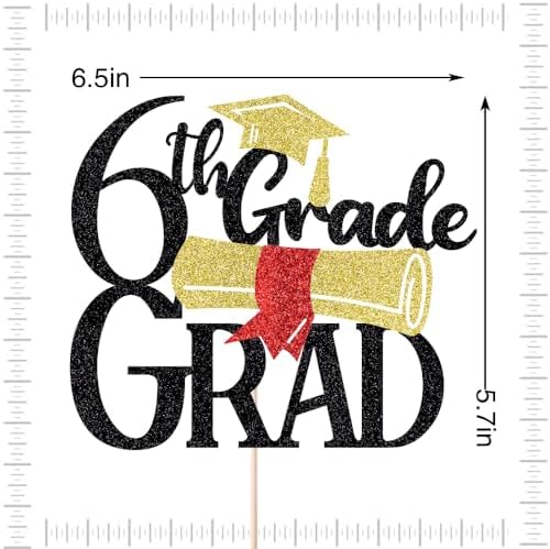 6th Grade Grad Cake Topper，Straight Outta 6th Grade Cake Topper,2026 Grad Cake Decorations,Boys Girl Sixth Grade Graduation Party Decoration Supplies