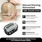 Premium Omnishaver Bi-Directional Shavers for Men & Women | 3x Faster Than Disposable Razors | Smooth, and Safe | Self-Cleaning, Self-Sharpening Razor Blades for Shaving Head, Legs, Arms, Body (Black)