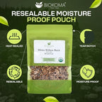 Biokoma Organic White Willow Bark Dried Cut 3.55 oz - Salix Alba Loose Herbal Tea - USDA Organic - Resealable Moisture Proof Pouch - No Additives - No Preservatives - Non GMO - Kosher