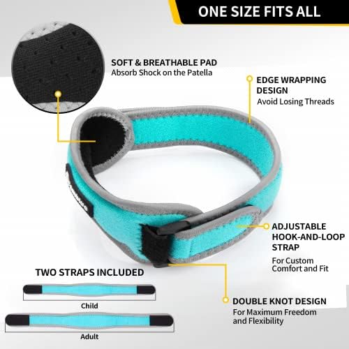 CAMBIVO Patella Tendon Knee Straps 2 Pack for Knee Pain Relief, Knee Brace for Women &Men with Extra Straps, Knee Support for Running, Hiking, Soccer, Basketball, Jumpers Knee, Tennis