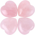 4 Pcs Natural Rose Quartz Love Heart Palm Stone Reiki Balancing Worry Stone(1 Inch)