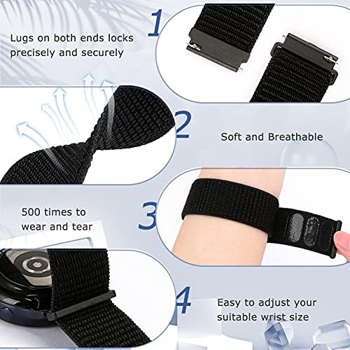 22mm Nylon Quick Release Watch Band Compatible with Samsung Galaxy Watch 3 45mm/Gear S3 Frontier/Garmin Venu 4 45mm/3 45mm/2/Vivoactive 4/Forerunner 570(47mm)/255/265/Amazfit Helio/Bip 6/5/Balance 2