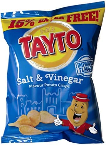 Tayto Irish Salt & Vinegar Crisps - 12 Pack (12 X 37.5g Bags)