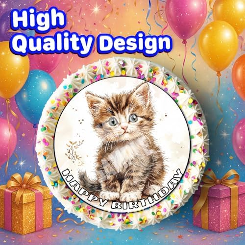 7.5x Inch Edible Cake Toppers – Cats Themed Birthday Party Collection of Edible Cake Decorations