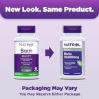 Natrol Biotin 10000mcg, Supplement for Healthy Hair, Skin and Nails for Those Low in Biotin, Plus Energy Metabolism Support, 200 Tablets, Up to a 200 Day Supply