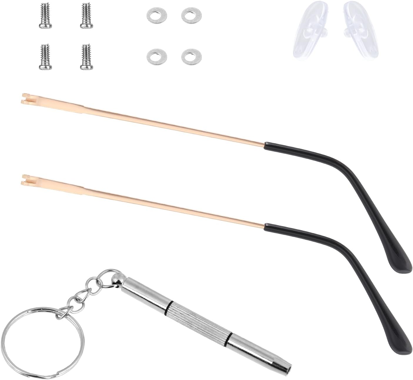 Metal Eyeglass Legs Replacement Gold Glasses Arm Replacement TR90 Eyeglasses Repair Legs Sunglasses Arm Glasses Temple Eyewear Frame Temple Accessory (Double Teeth)