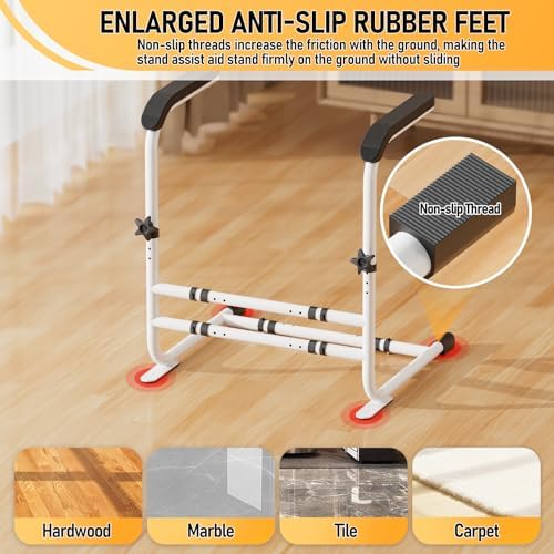 SPECILITE Couch Stand Assist Aid for Elderly with Wide Handle, Height & Width Adjustable Chair Lift Assist Devices, Stand Up Rails, Standing Aids & Supports Up to 450 Lbs for Seniors, Disabled, White