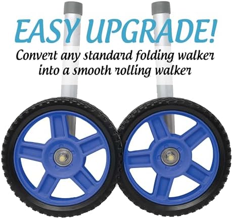 Top Glides 8" Off-Road Walker Wheel Kits with Flexfit Universal Ski Glides (Blue)