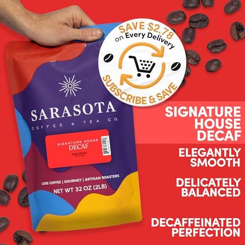 2 lb Decaf Dark Roast Whole Bean Coffee | Strong Low Acid Decaffeinated Coffee Beans | Bulk Whole Bean Decaf | Specialty Grade | 32 oz