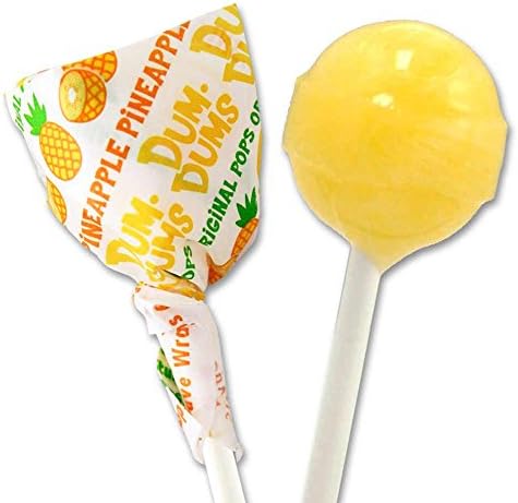Dum Dums Pineapple Lollipops - Bulk Candy Box with Lollipops Individually Wrapped, Single Flavor Gourmet Suckers - 50 Count