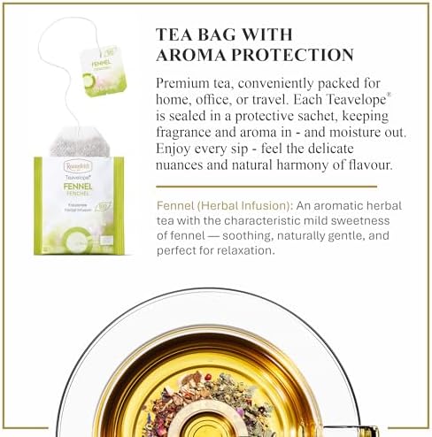 Ronnefeldt Teavelope Fennel – Naturally Caffeine-Free Herbal Tea with Pure Fennel – 25 Individually Wrapped Tea Bags