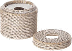 KOUBOO La Jolla Toilet Paper Roll Cover | Wicker Bathroom Decor | Freestanding Toilet Paper Storage, Basket with Lid, Bathroom Essentials, Decorative Tissue Holder, White-Wash