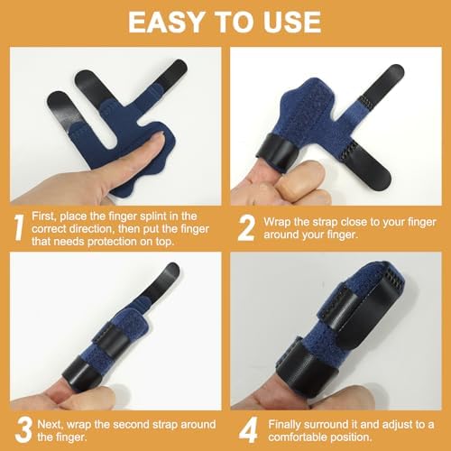5 Pcs Trigger Finger Splint with Fingertip Wrap Design for Full Protection, Adjustable Brace with Aluminum Support for Arthritis Mallet Finger Splints for Kids and Adults, Breathable Fabric Hand Aid