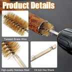 MAXMAN Bore Brush Set, 8pcs Brass Wire Brush for Drill, Durable Metal Bristles Twisted, 8 Size Set Multiple Diameter Options, 1/4 Inch Hex Shank, for Power Drill Impact Driver & Tube Cleaning