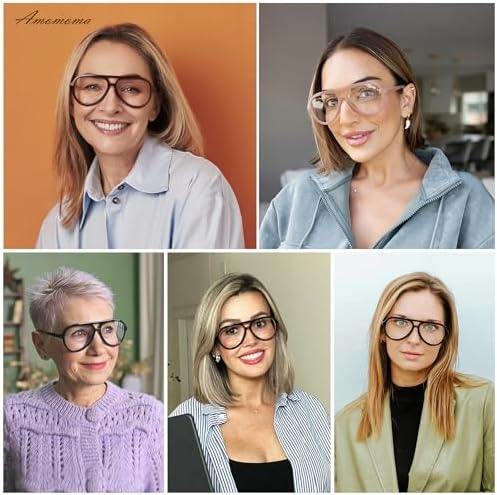 AMOMOMA 3 Pack Retro Oversized Aviator Reading Glasses for Women Men,Classic Large Reader Blue Light Computer Frame AM6111