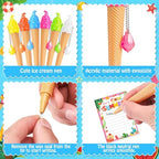 36 Pack School End Of Year Surprise Gift Sets, Ice Cream Pens Summer Sticky Notes Kit with Gift Bags & Ribbon for Pool Beach Birthday Class Parties & Student Gifts