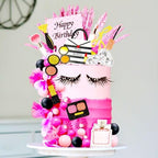JeVenis Glamour Party Decorations - Pink Girl Birthday Cake Toppers with Balls, Palm Leaves & Spa Themes