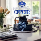Congratulations Officer Cake Topper, Police Officer Graduation Decorations, Congrats Police Officer, Police Academy Graduation Party Decorations (Blue and Silver Glitter)