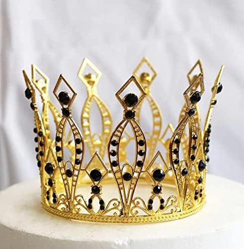 Crown Cake Topper Rhinestone Crystal Handmade Tiara Cake Decoration for Kids Birthday Party Decoration for Shower Birthday Wedding Christmas Princess Theme Party Decorations Photo Prop