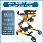 Rehabilitation Walker with Stand-Up Support, Height Adjustable 23-51 in Hemi Walker, 330 lbs Capacity, 4-Wheel Mobility Aid for Adults (Yellow)
