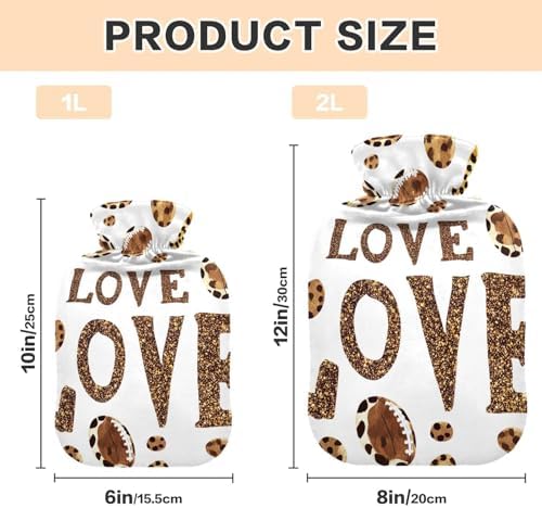 Cute Leopard Love White Hot Water Bottles Hot or Cold Water Bottle with Soft Cover Hot Water Bag for Pain Relief, 1 Liters