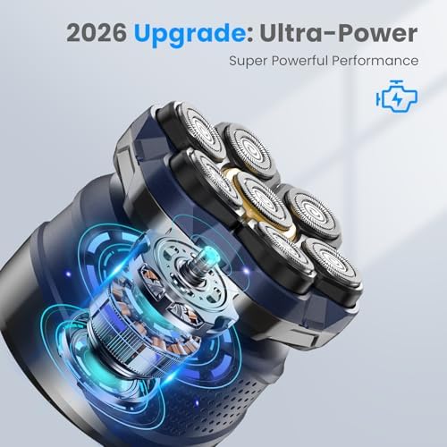 Head Shavers for Bald Men: Super-Powerful Magnetic Electric Razor with 7D Floating Heads, IPX7 Waterproof Wet/Dry Shaver, LED Display & Type-C Recharge & Travel Kit