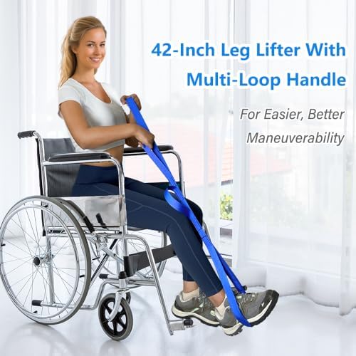 42 Inch Leg Lifter, Leg Lifter After Hip Replacement, Leg Lifter for After Knee Surgery, Leg Lifter Strap Rigid with Multi Loops, Leg Lifters Getting Legs in and Out of Bed, Car, Couch, Wheelchair