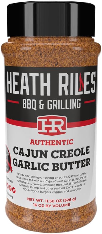 Heath Riles Cajun Seasoning Rub, Cajun-Creole, Louisiana Inspired Cajun Spice & Heat, Champion Pitmaster Recipe, 11.5 oz
