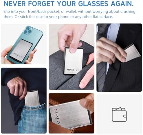 Missfive Premium Folding Reading Glasses Blue Light Blocking for Men Women, Ultra Thin Foldable Portable Travel Readers with Durable Pocket Metal Case, Black Lightweight Compact Eyewear 1.0x