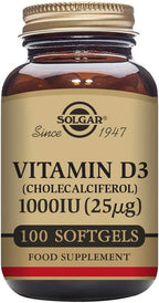 Solgar Vitamin D3 (Cholecalciferol) 25 mcg (1000 IU), 100 Softgels - Helps Maintain Healthy Bones & Teeth - Immune System Support - Non-GMO, Gluten-Free, Dairy Free - 100 Servings