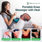Vita Knee Relief Massager with Heat and Compression Cordless Knee Massager 3 Modes for Pain Relief Arthritis Heated Brace Knee Therapy Device Portable Elbow Shoulder Brace Unisex 5 Heat Levels